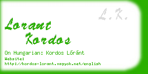 lorant kordos business card